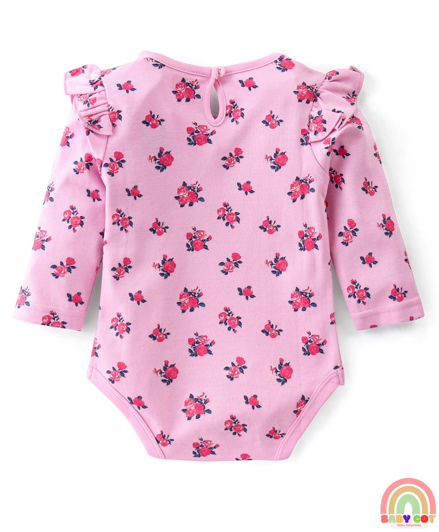 100% Cotton Interlock Full Sleeves Onesies with Frill Detailing Floral & Polka Dots Print Pack of 3 - Multicolour
