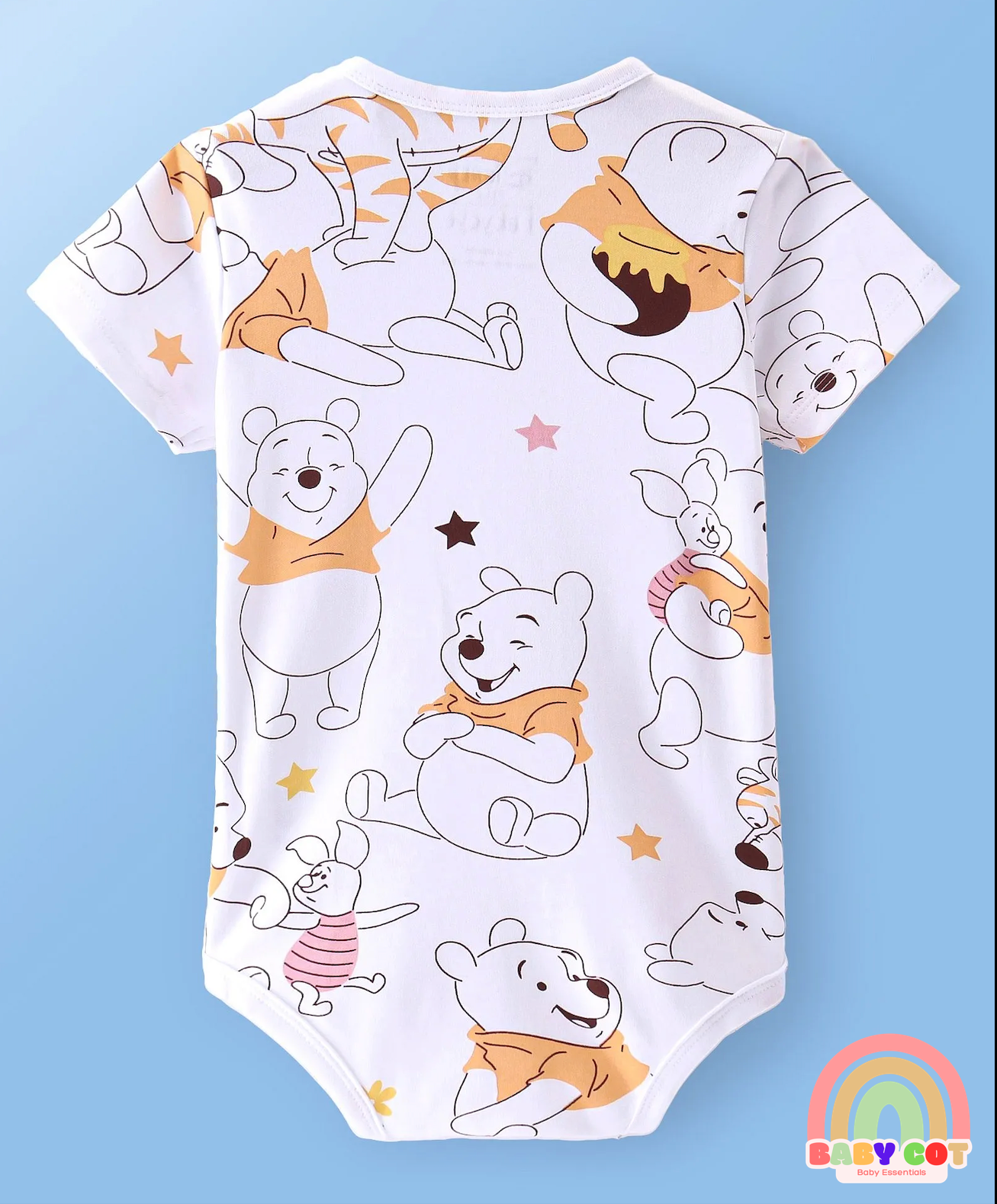 Interlock Knit Half Sleeves Onesies With Winnie The Pooh Print Pack of 2 - Orange & White