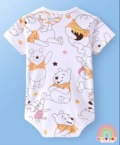 Interlock Knit Half Sleeves Onesies With Winnie The Pooh Print Pack of 2 - Orange & White