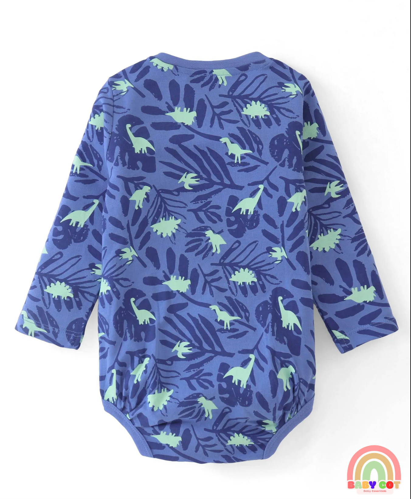 100% Cotton Knit With Eco- Jiva Finish Full Sleeves Onesies with Dino Print Pack of 5 - Blue Green & Pink