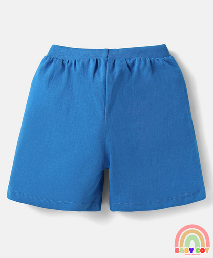 Single Jersey Knit Shorts with Explore Theme & Text Print Pack of 3 - Yellow Blue & White