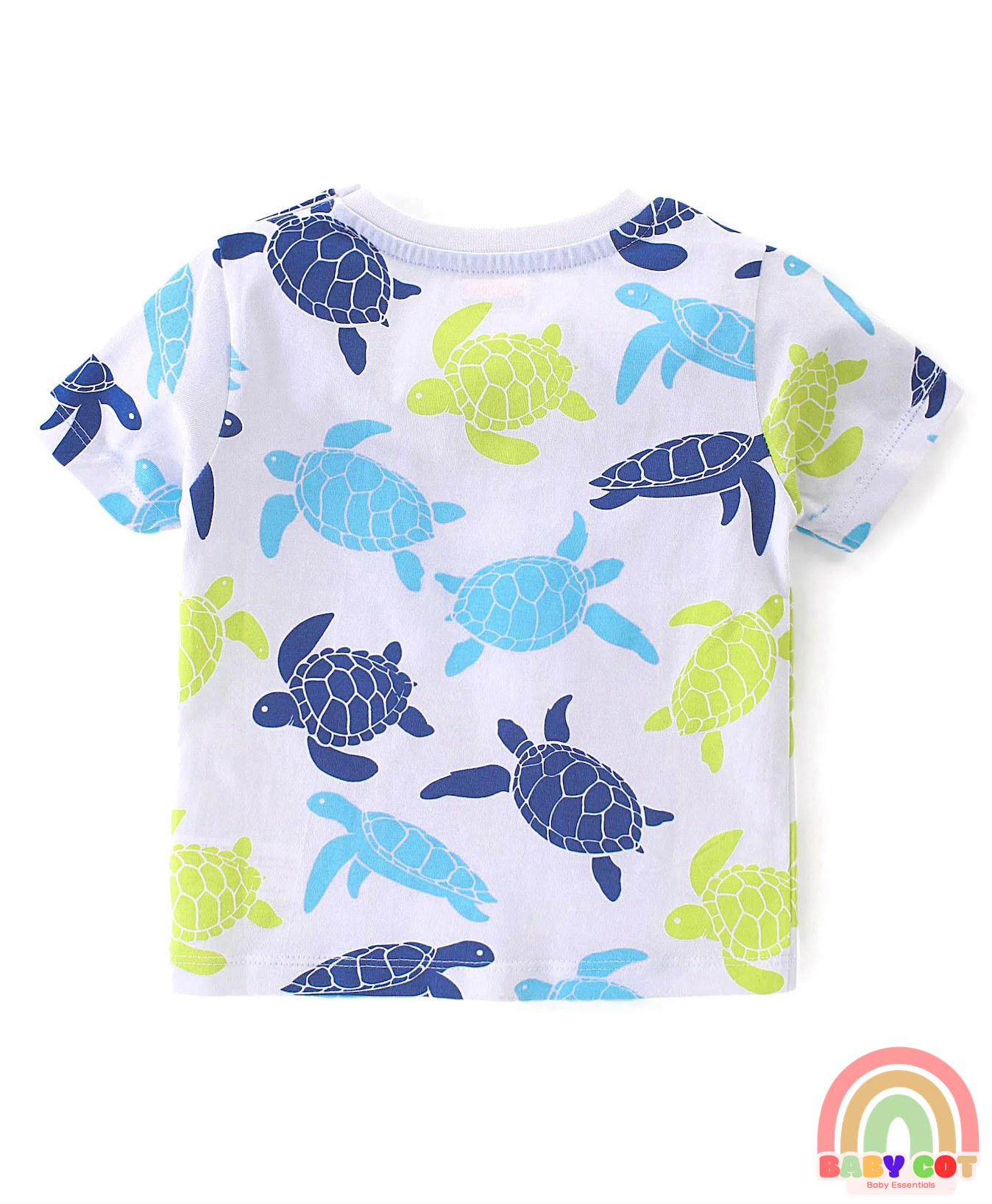 Cotton Knit Half Sleeves Striped T-Shirts Turtle Print Pack of 3 - Multicolour