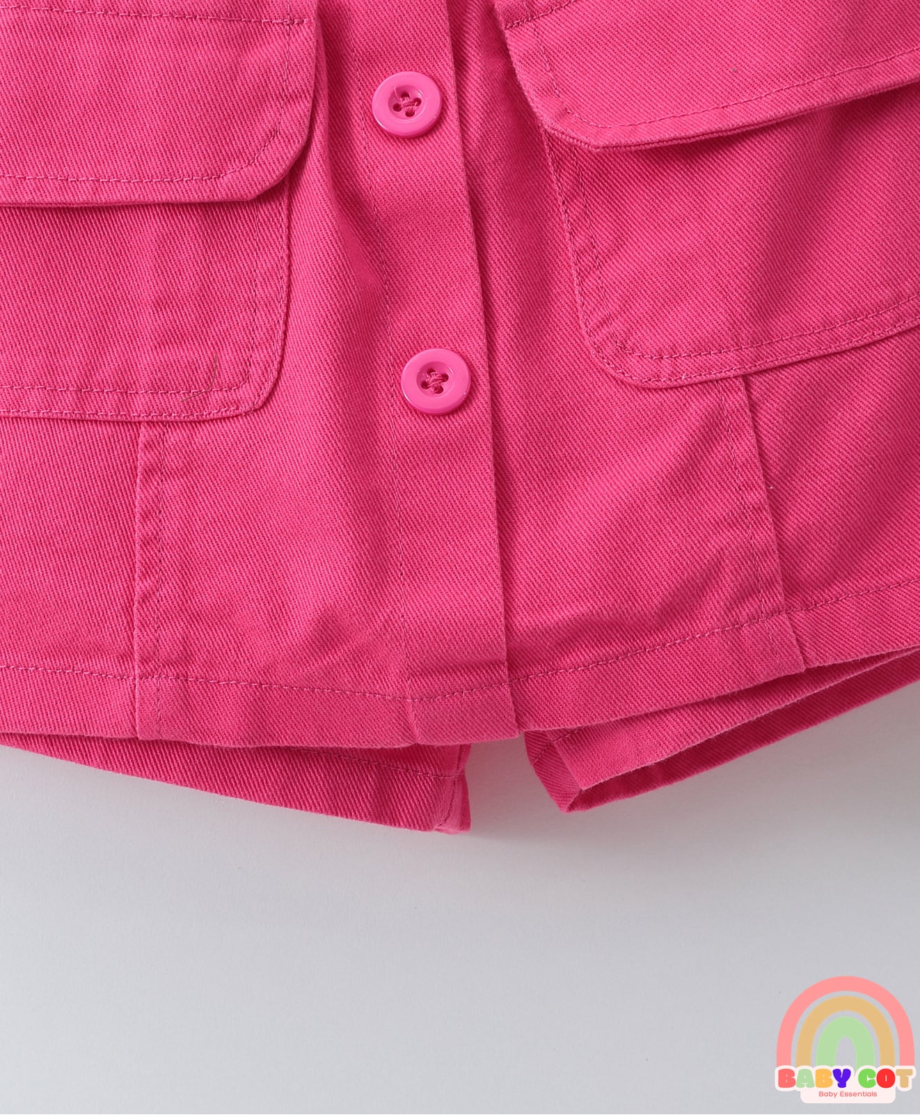 Denim Washed Skorts with Pockets - Dark Pink
