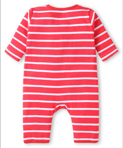 Interlock Knit Full Sleeves Rompers with Printed Graphics Pack of 3 - Red Green & Blue