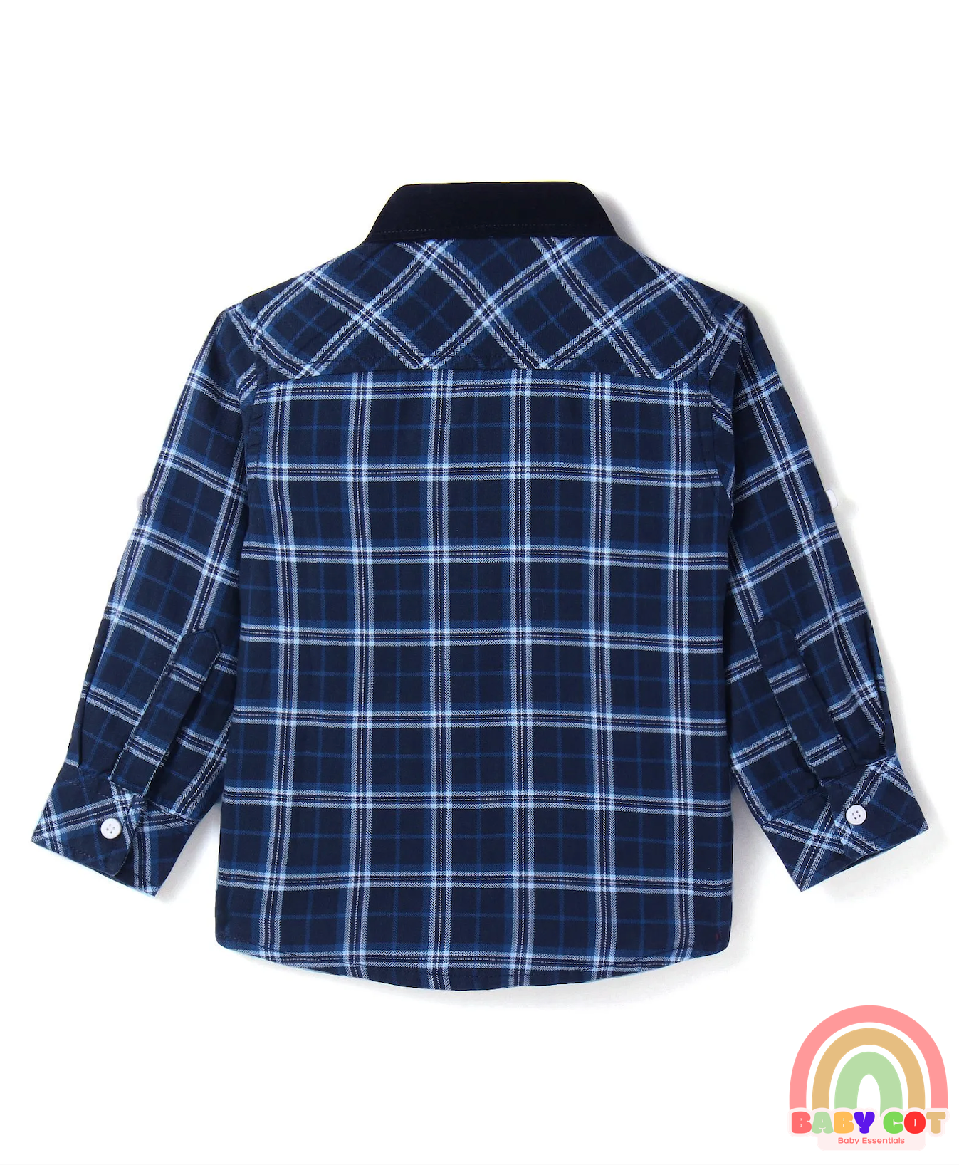 Cotton Woven Full Sleeves Checkered Shirt - Navy Blue