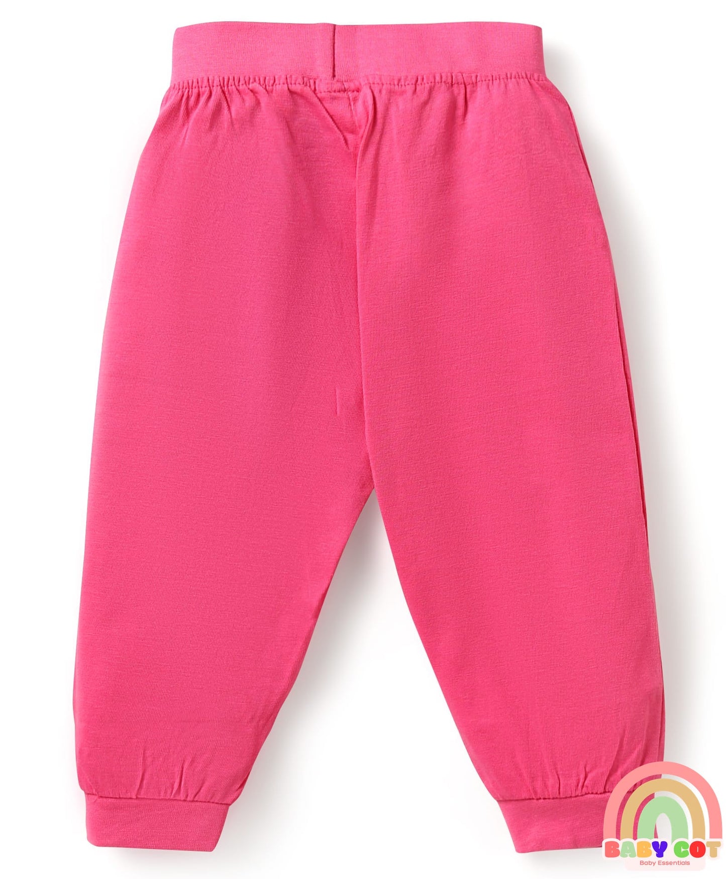 100% Cotton Knit Half Sleeves Floral Printed T-Shirt & Lounge Pant Set with Bow Applique - Pink & Navy Blue