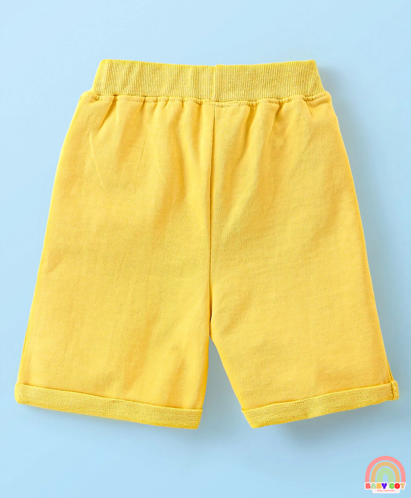 Cotton Knit Half Sleeves Leopard Printed T-Shirt & Shorts Set - White & Yellow