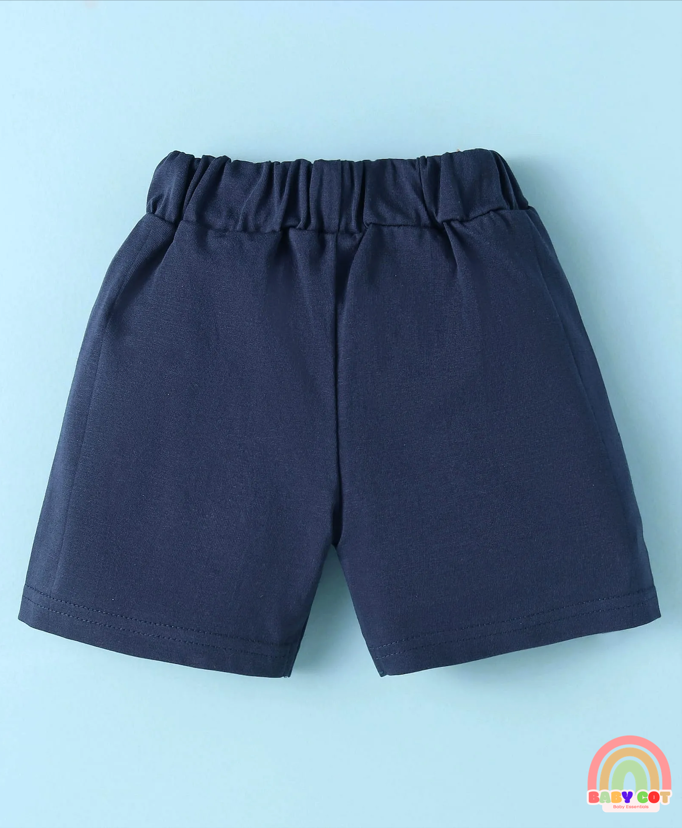 Sinker Knit Half Sleeves T-Shirt & Shorts Set with Jungle Theme Print - Navy Blue