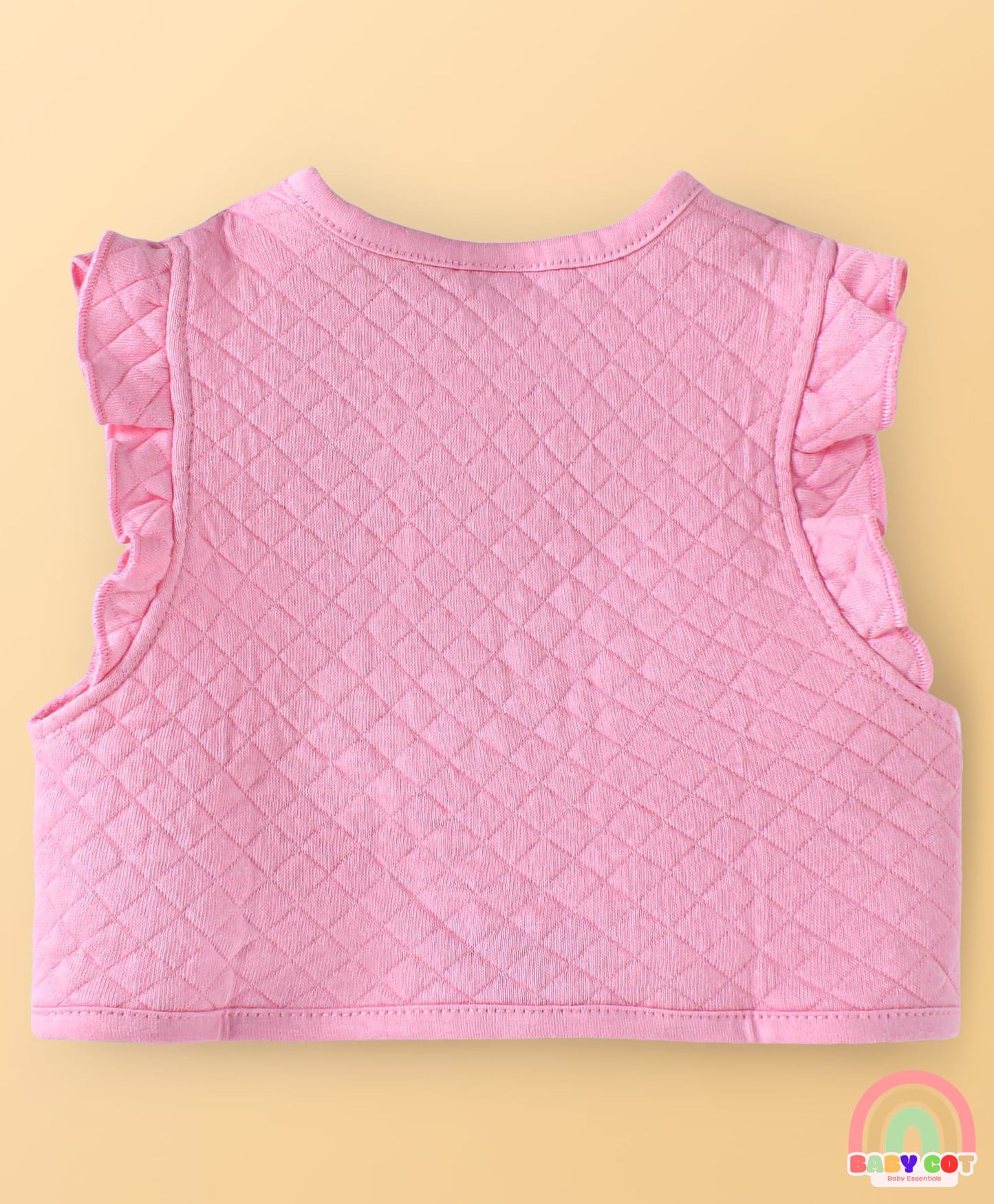 100% Cotton Knit Full Sleeves Animal Printed Top & Leggings Set with Jacket & Bow Applique - Dark Pink & White