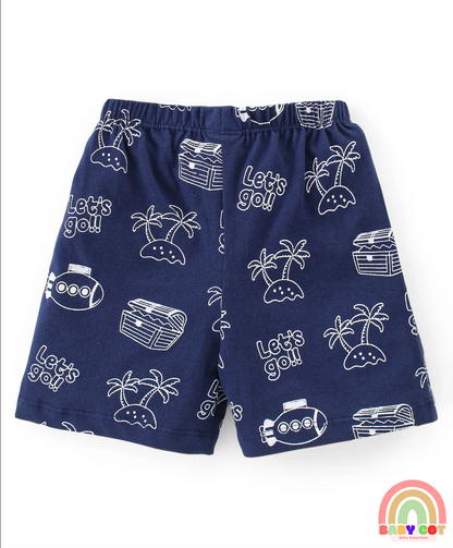 Single Jersey Cotton Shorts Submarine Print Pack of 3 - Multicolour