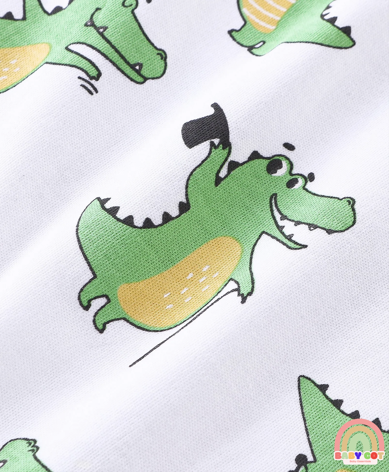 100% Cotton Half Sleeves Rompers Crocodile Print Pack of 2 - Multicolour