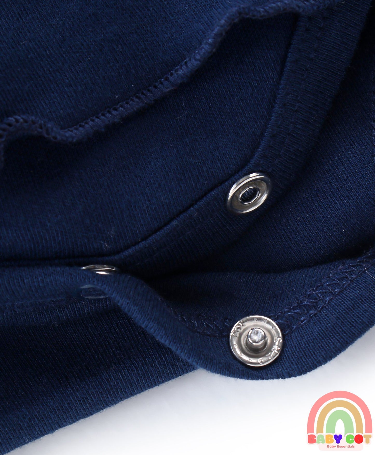100 % Cotton Knit Full Sleeves Frock Style Onesie With Hairband Polka Dot Print-Navy Blue