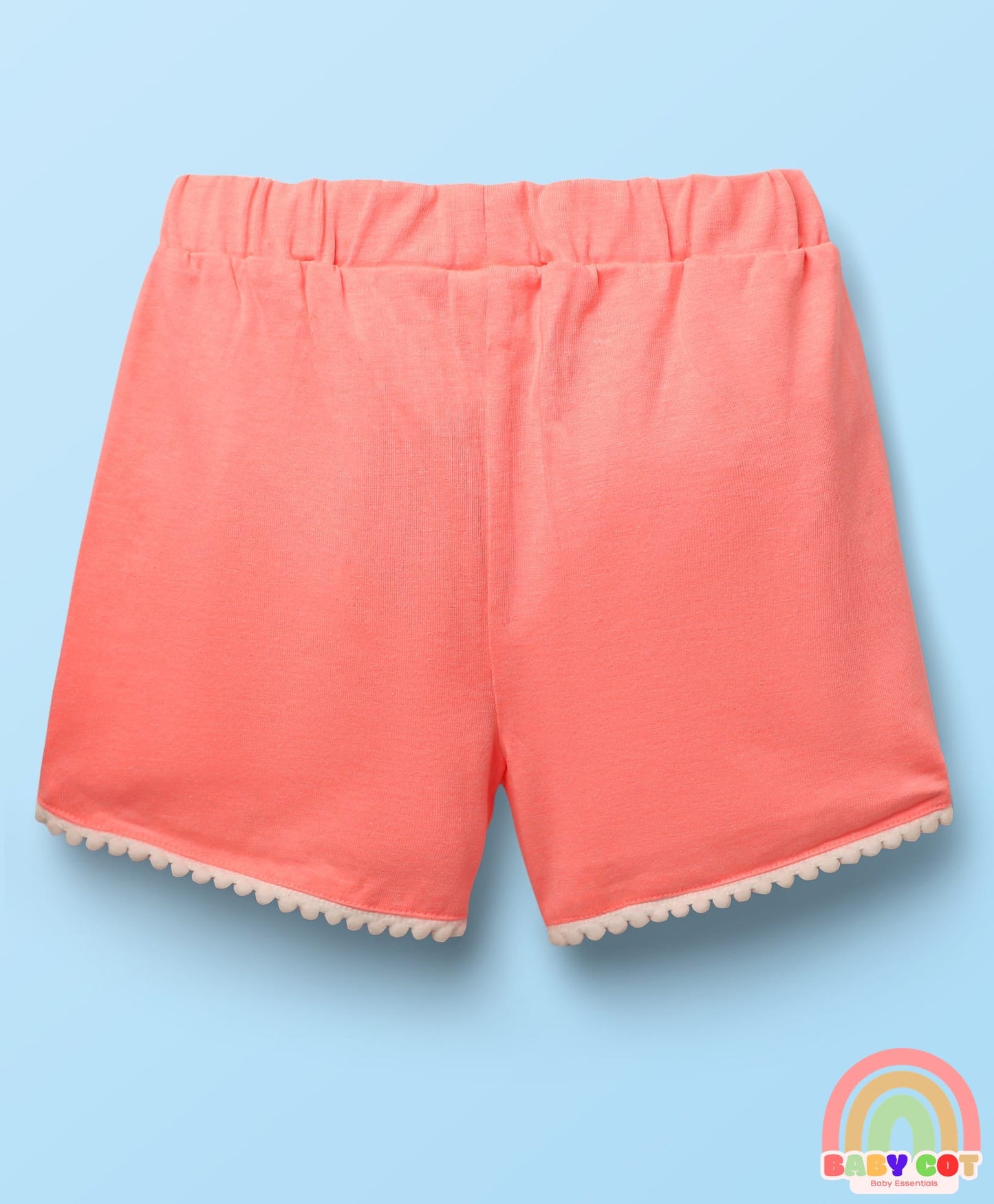 Cotton Sleeveless Printed Top & Shorts Set with Bow Applique - White & Pink