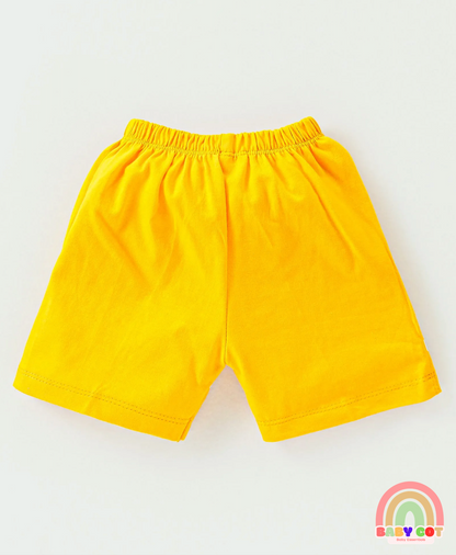 100% Cotton Half Sleeves T-Shirt and Shorts Football Print - Yellow