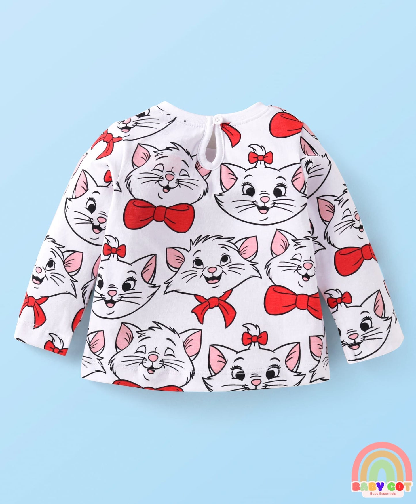 Single Jersey Knit Full Sleeves T-Shirts With Aristocats Marie Graphics Pack Of 3 - Pink Red & White
