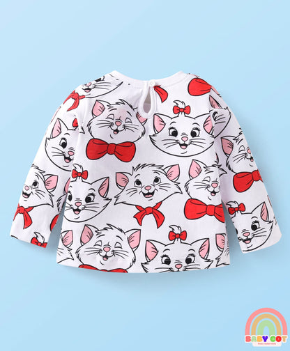 Single Jersey Knit Full Sleeves T-Shirts With Aristocats Marie Graphics Pack Of 3 - Pink Red & White