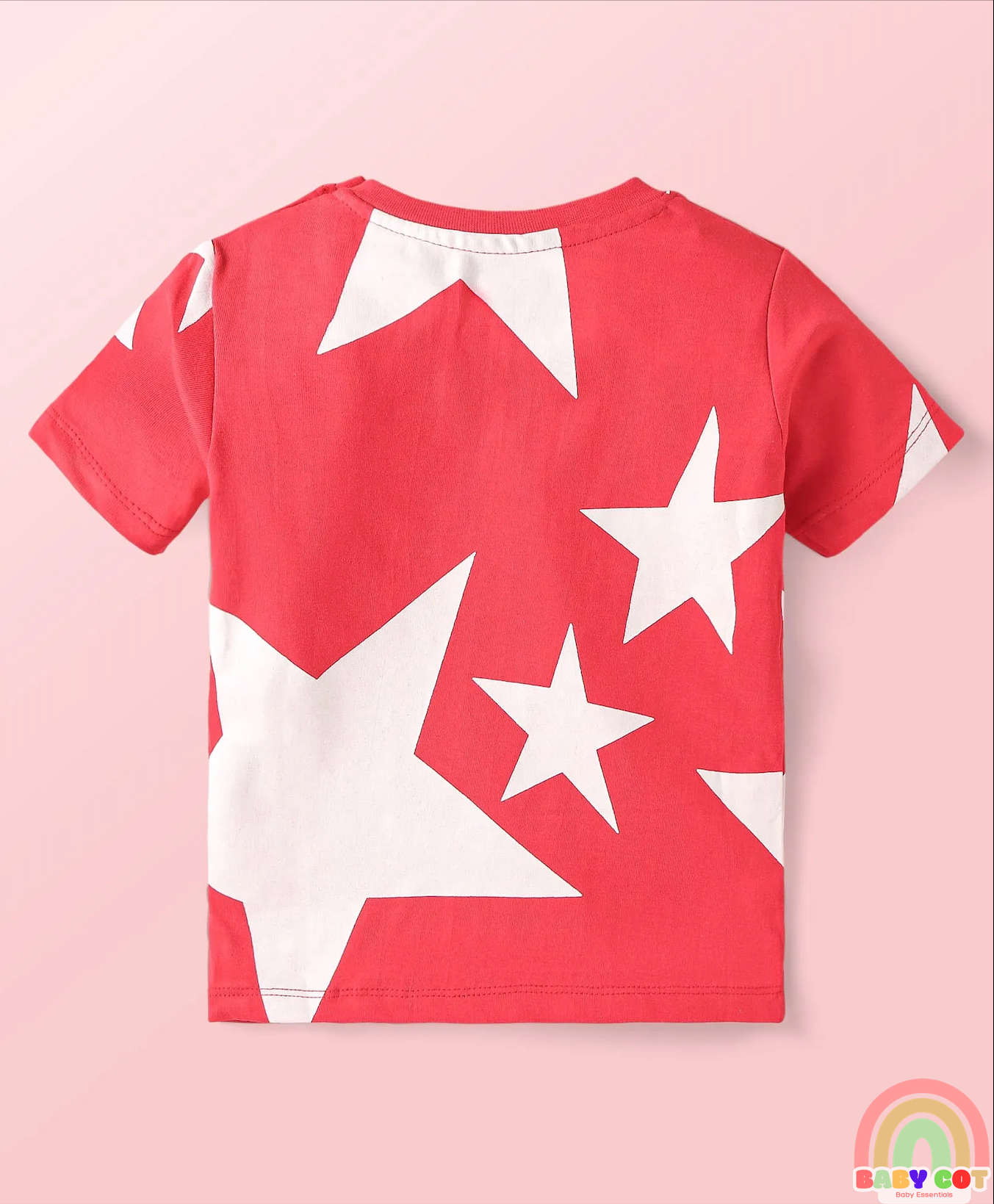 Cotton Knit Half Sleeves T-Shirts with Stripes & Star Print Pack of 5 - Blue Red & Yellow