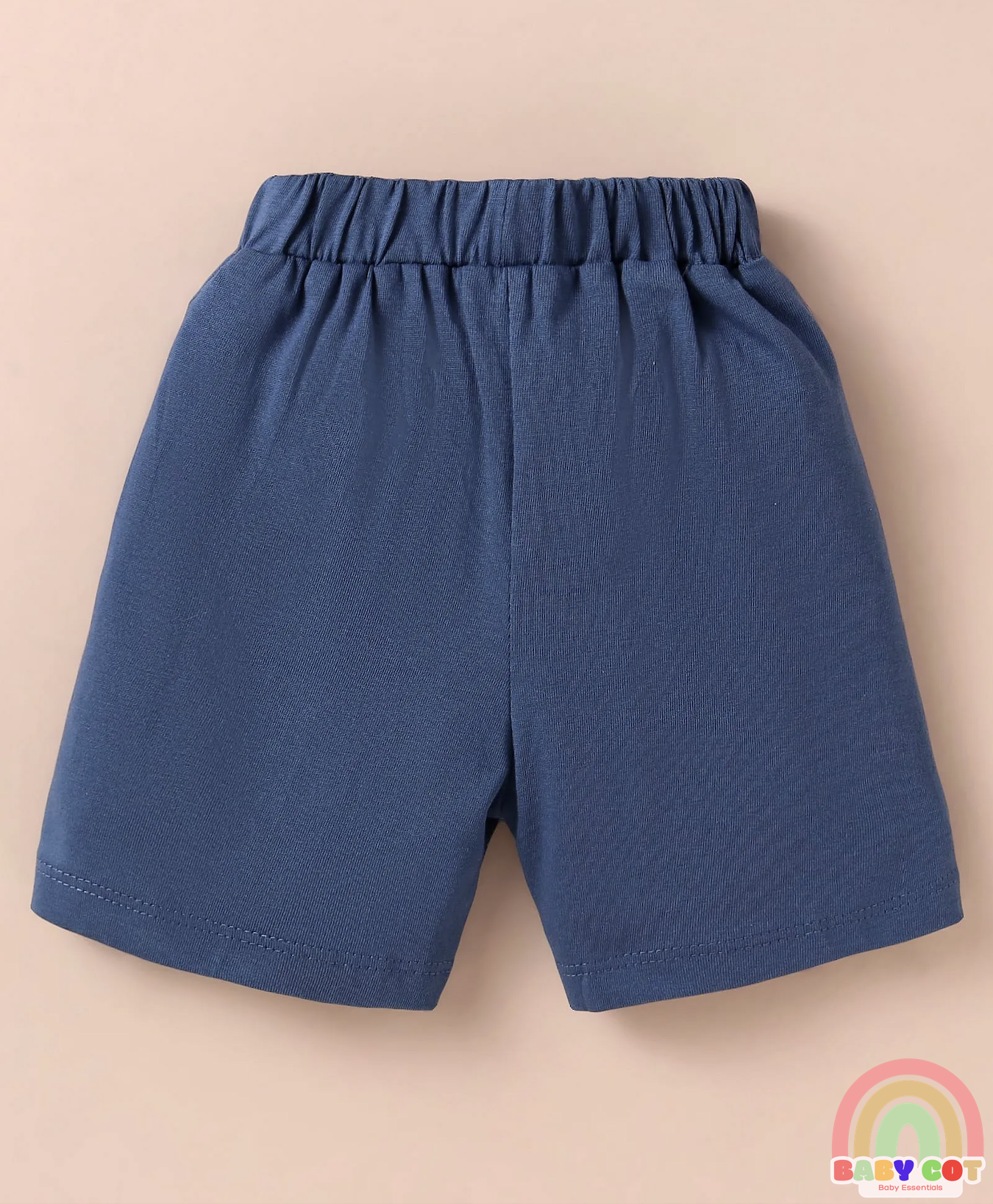 Sinker Knit Half Sleeves T-Shirt & Shorts Set With Panda Print - Light Blue