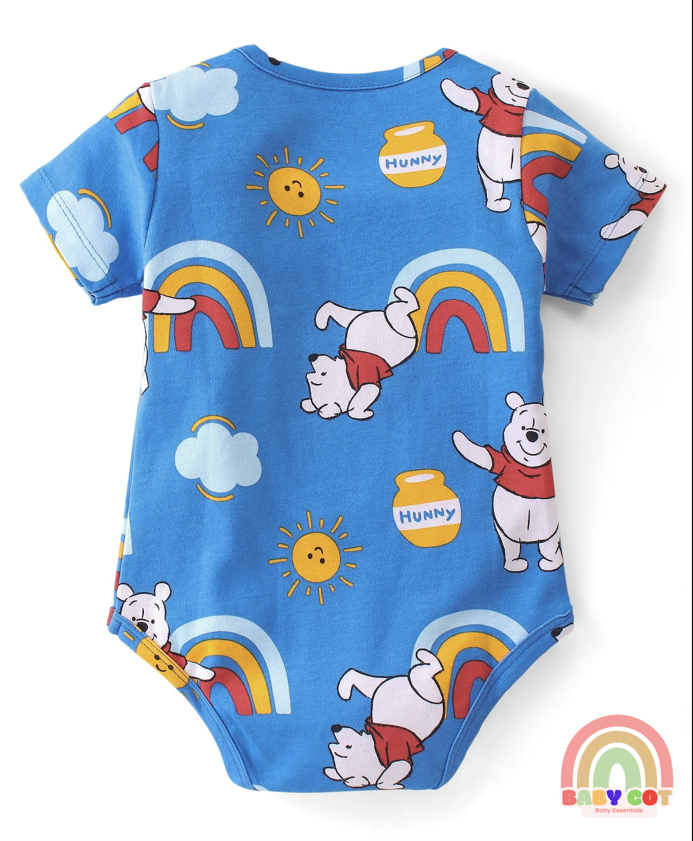 Cotton Interlock Knit Half Sleeves Onesies with Winnie The Pooh Graphics Pack of 3 - Multicolour