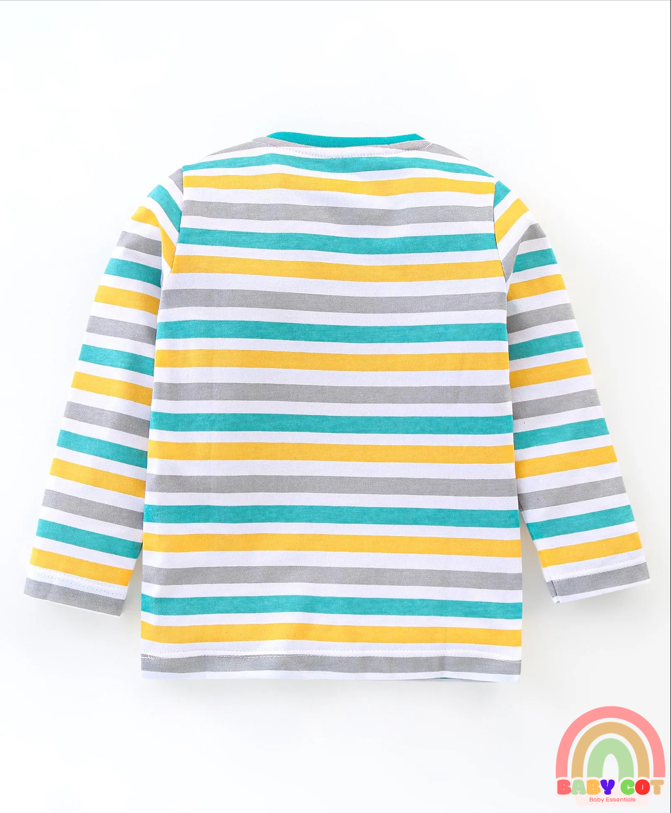 Cotton Knit Full Sleeves T-Shirt Stripes & Fox Graphics Pack of 3 - Yellow White & Green