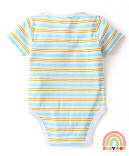 100% Cotton Knit Half Sleeves Onesies Bear Print Pack of 5 - Multicolour