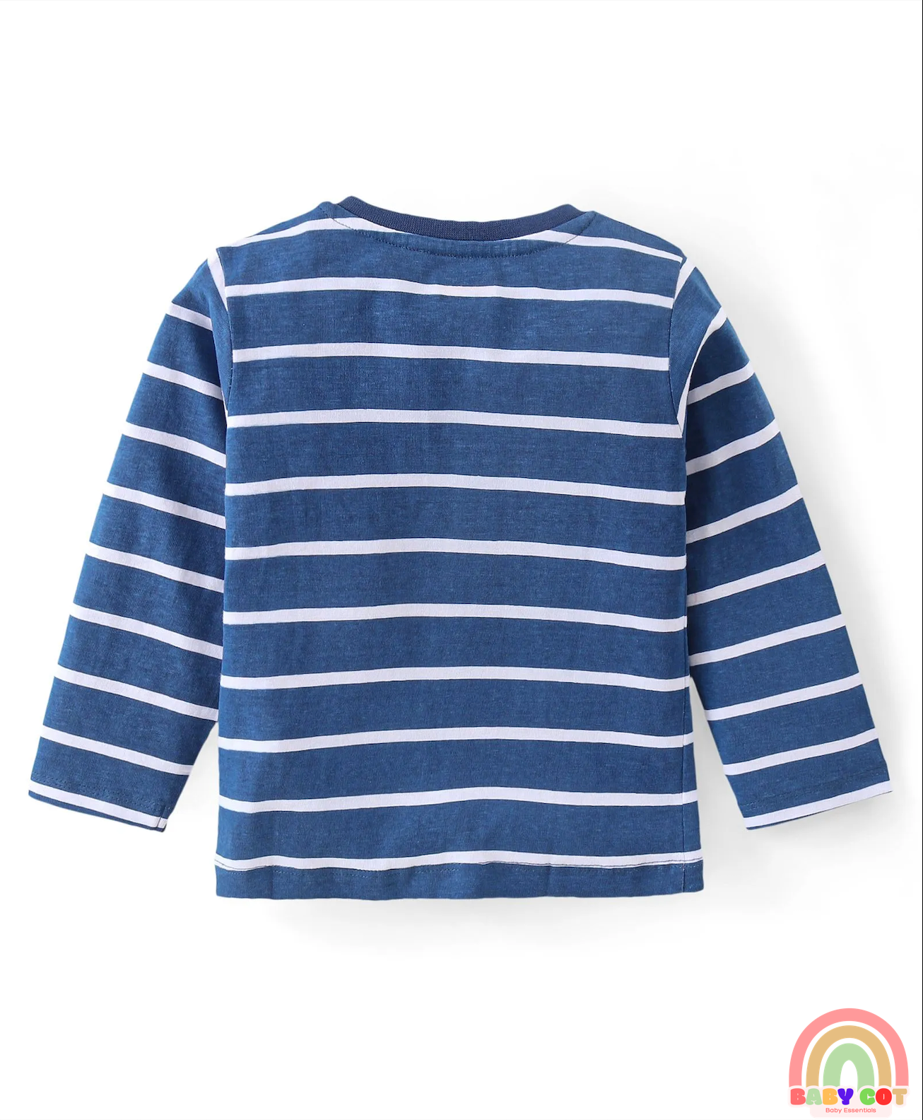 Cotton Knit Full Sleeves Striped Text & Bear Printed T-Shirts Pack of 3 - Red Yellow & Navy Blue