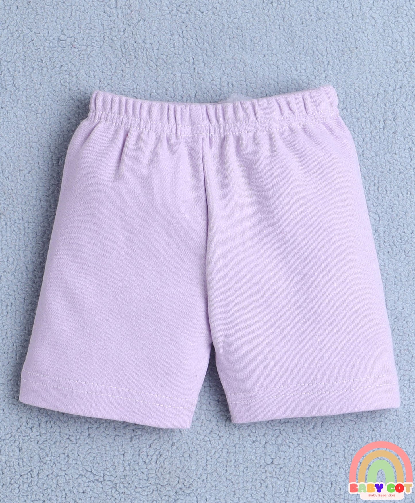 Cotton Knit Half Sleeves Cute Baby Cats Printed Tee & Coordinating Shorts Set - Lavender