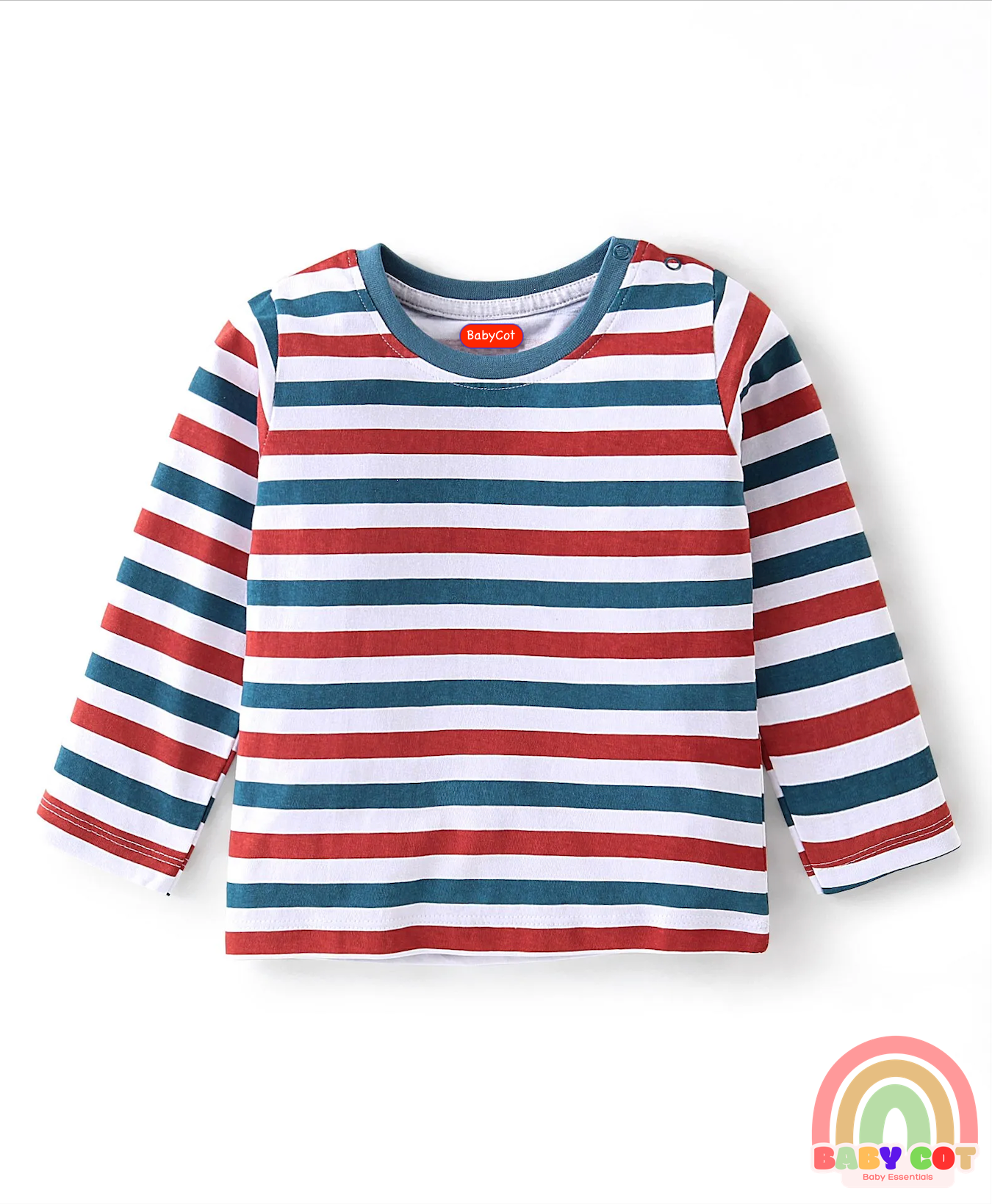 Cotton Knit Full Sleeves T-Shirt with Dino & Striped Print Pack of 3 - Multicolor
