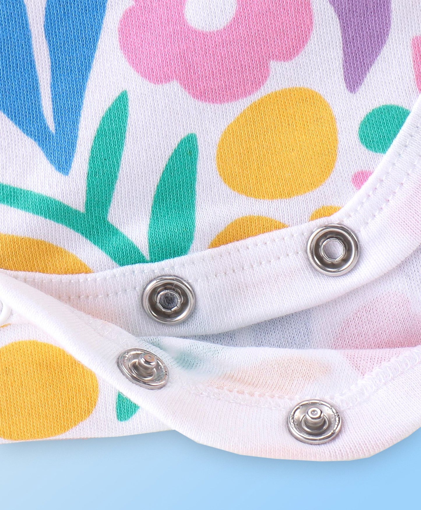 100% Cotton Knit Frill Sleeves Floral & Polka Dots Printed Onesies Pack of 2 - Multicolour