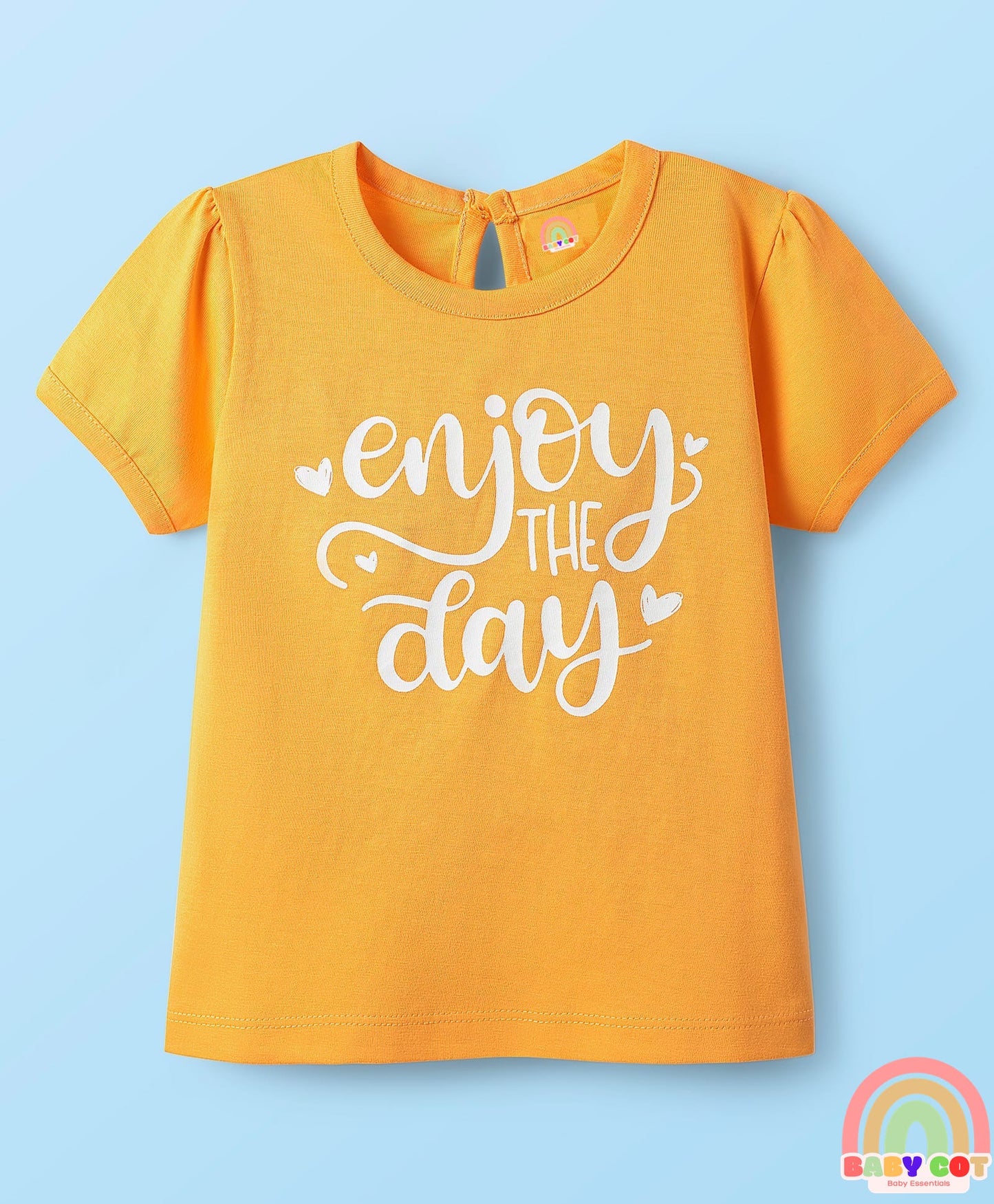 100% Cotton Knit Half Sleeves T-Shirts With Polka Dots Heart & Enjoy The Day Text Print Pack of 3 - Pink & White