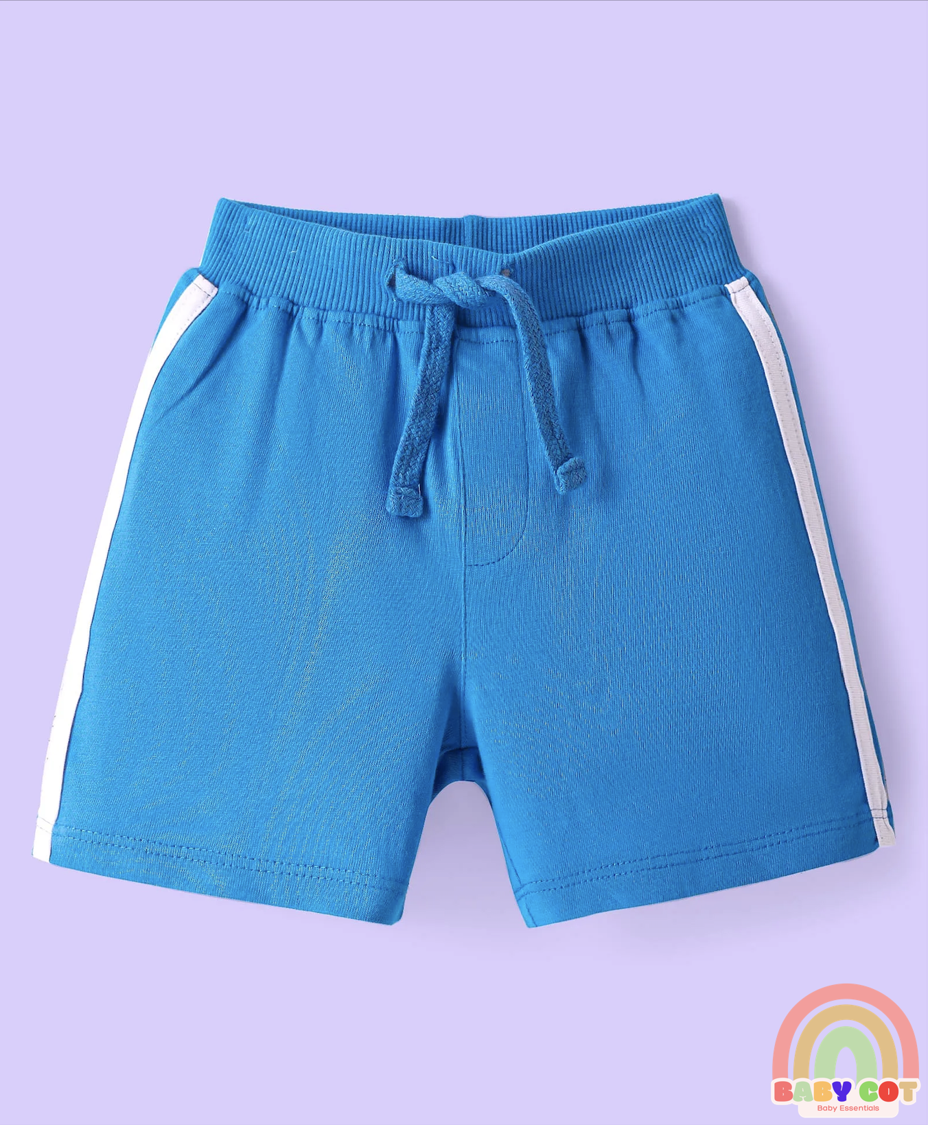 Cotton Knit Mid Thigh Length Shorts with Text Print & Tape Detailing Pack of 3 - Orange & Blue