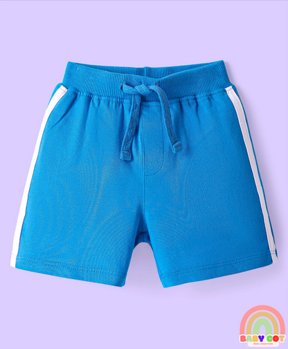 Cotton Knit Mid Thigh Length Shorts with Text Print & Tape Detailing Pack of 3 - Orange & Blue