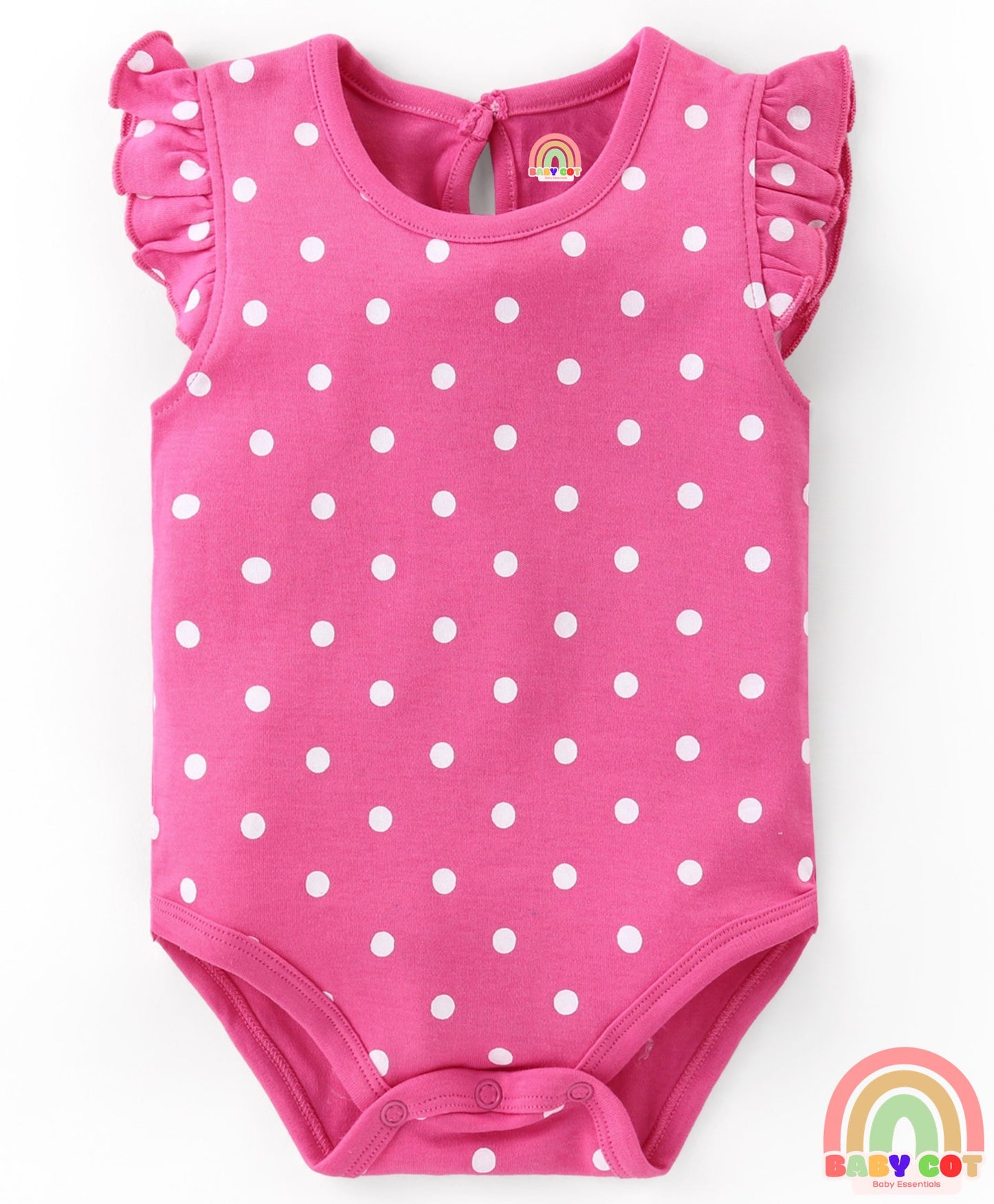 100% Cotton Knit Frill Sleeves Onesies with Floral & Polka Dot Print Pack of 3 - Multicolour