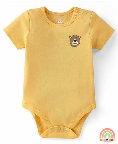100% Cotton Knit Half Sleeves Striped & Lion Printed Onesies Pack of 5 - Multicolour