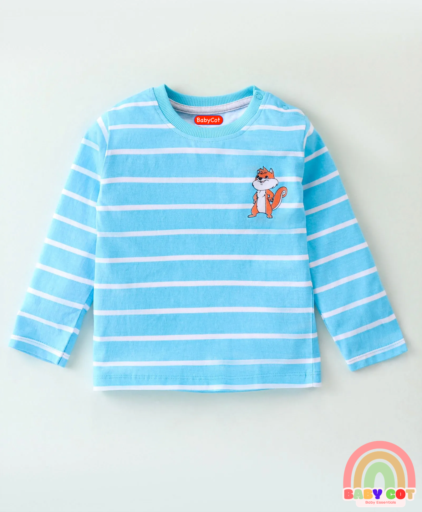 100% Cotton Knit Full Sleeves Striped T-Shirt Koala Print Pack of 3- Blue Yellow & Green