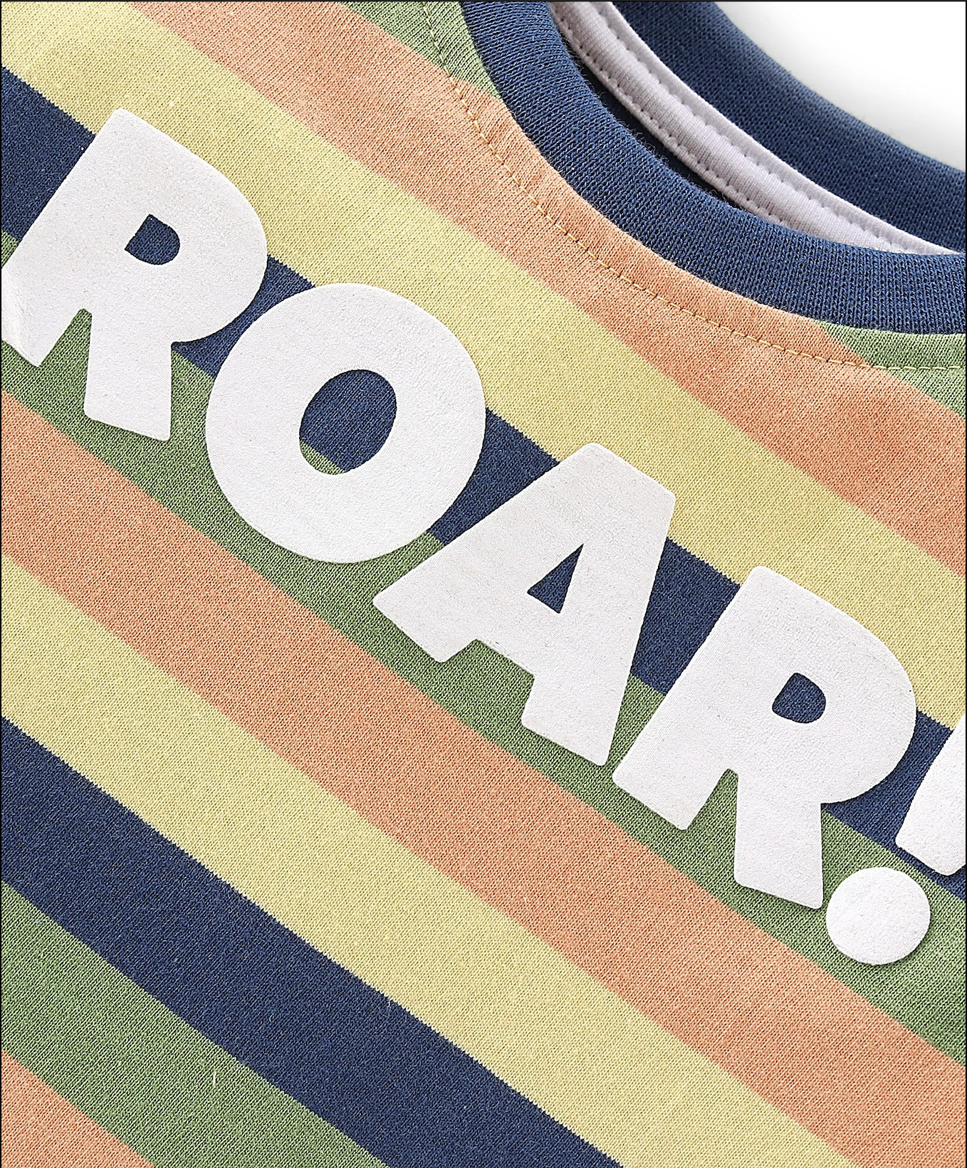 100% Cotton Knit Full Sleeves T-Shirt & Lounge Pants With Text Print & Striped - Blue & Green
