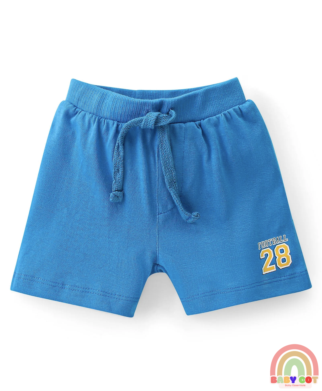 Cotton Knit Shorts With Varsity Print Pack Of 3 - Red Blue & Yellow