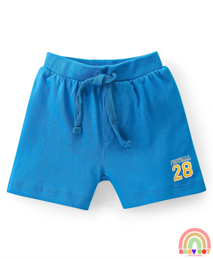Cotton Knit Shorts With Varsity Print Pack Of 3 - Red Blue & Yellow