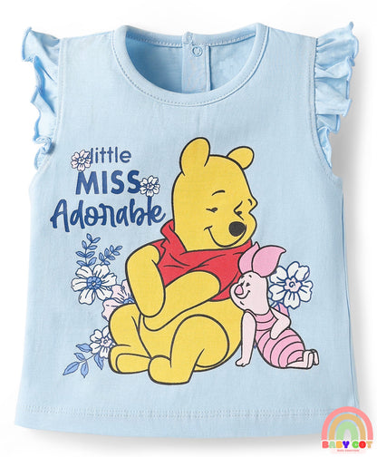 Single Jersey Knit Sleeveless T-Shirts With Winnie The Pooh Graphics Pack Of 3 - Pink & Light Blue