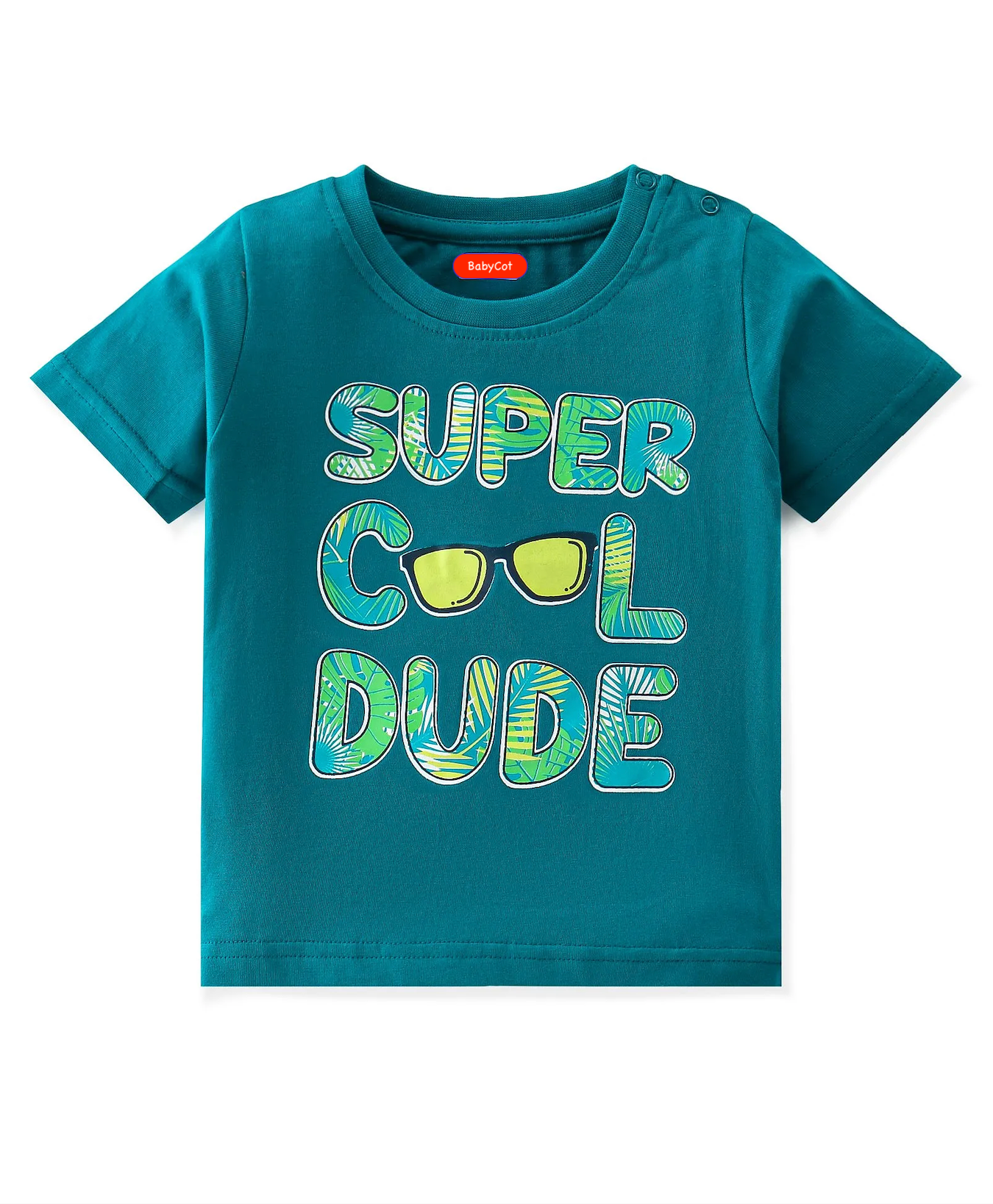 Cotton Knit Half Sleeves T-Shirts Tropical Graphic Print Pack of 3 - Blue & Green