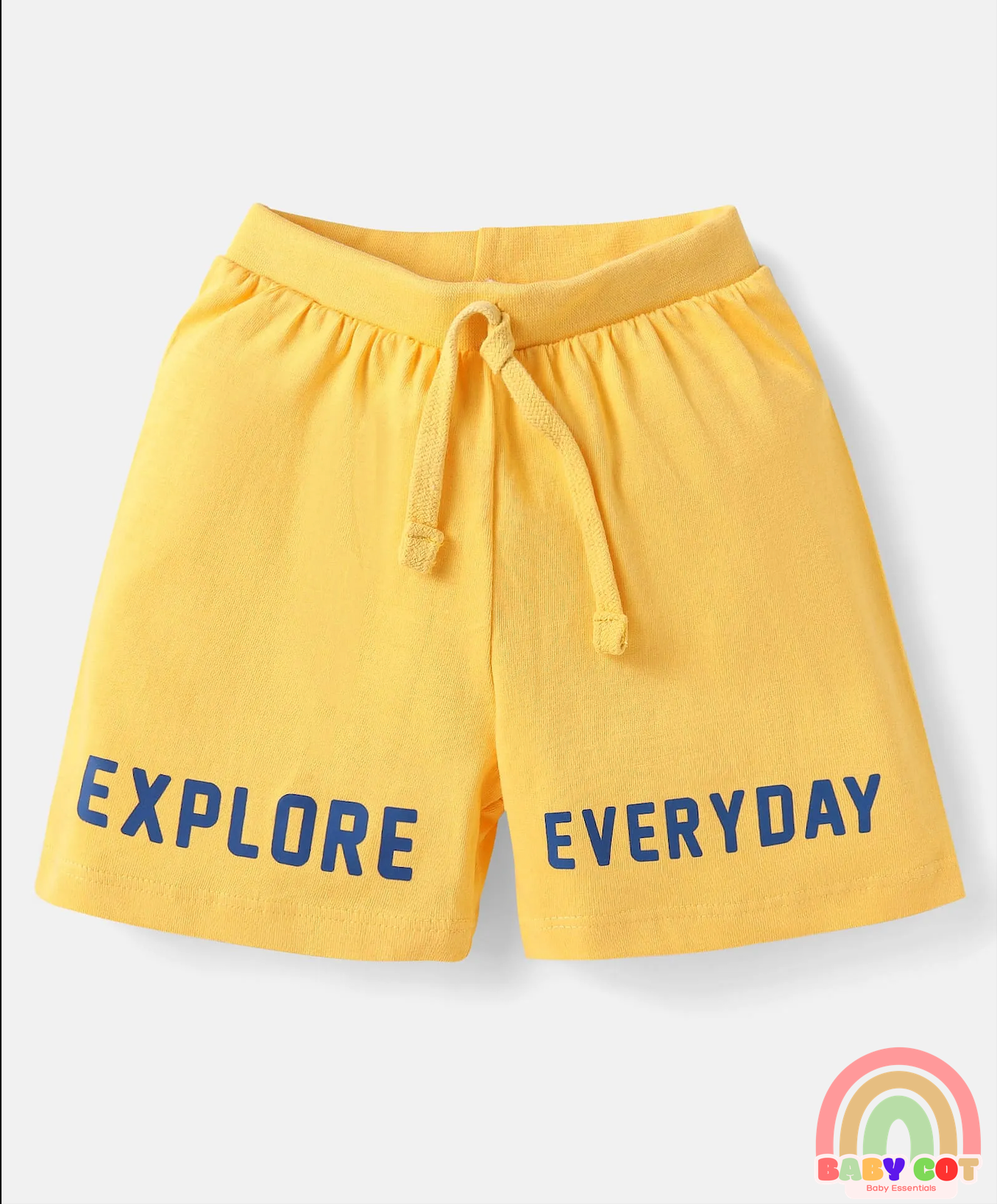 Single Jersey Knit Shorts with Explore Theme & Text Print Pack of 3 - Yellow Blue & White