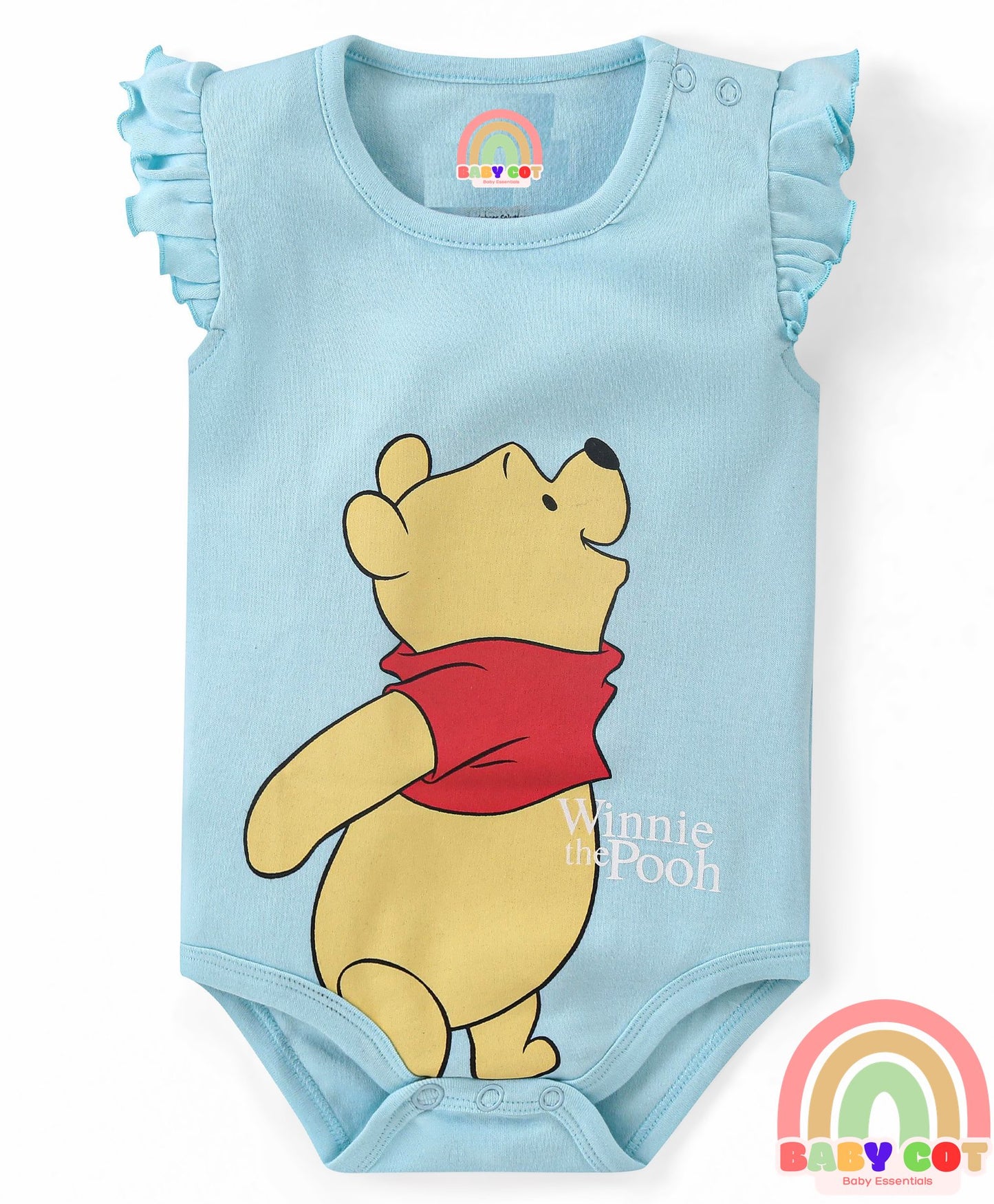 Cotton Knit Frill Sleeves Onesies with Winnie The Pooh Graphics Pack Of 3 - Multicolour
