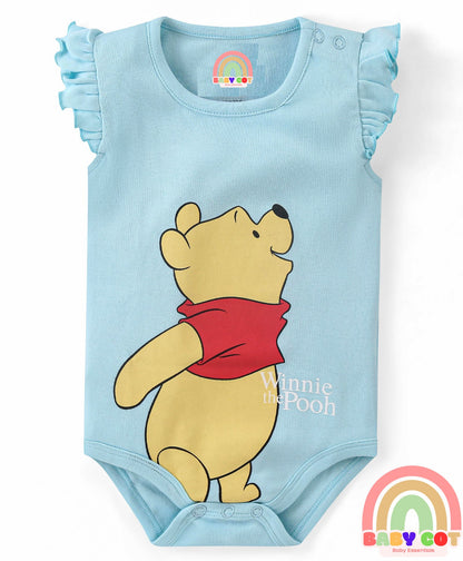 Cotton Knit Frill Sleeves Onesies with Winnie The Pooh Graphics Pack Of 3 - Multicolour