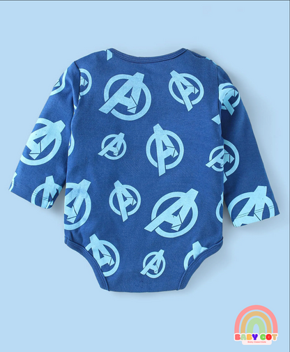 Interlock Knit Full Sleeves Onesies with Avengers Graphics Pack of 3 - Red Blue & White