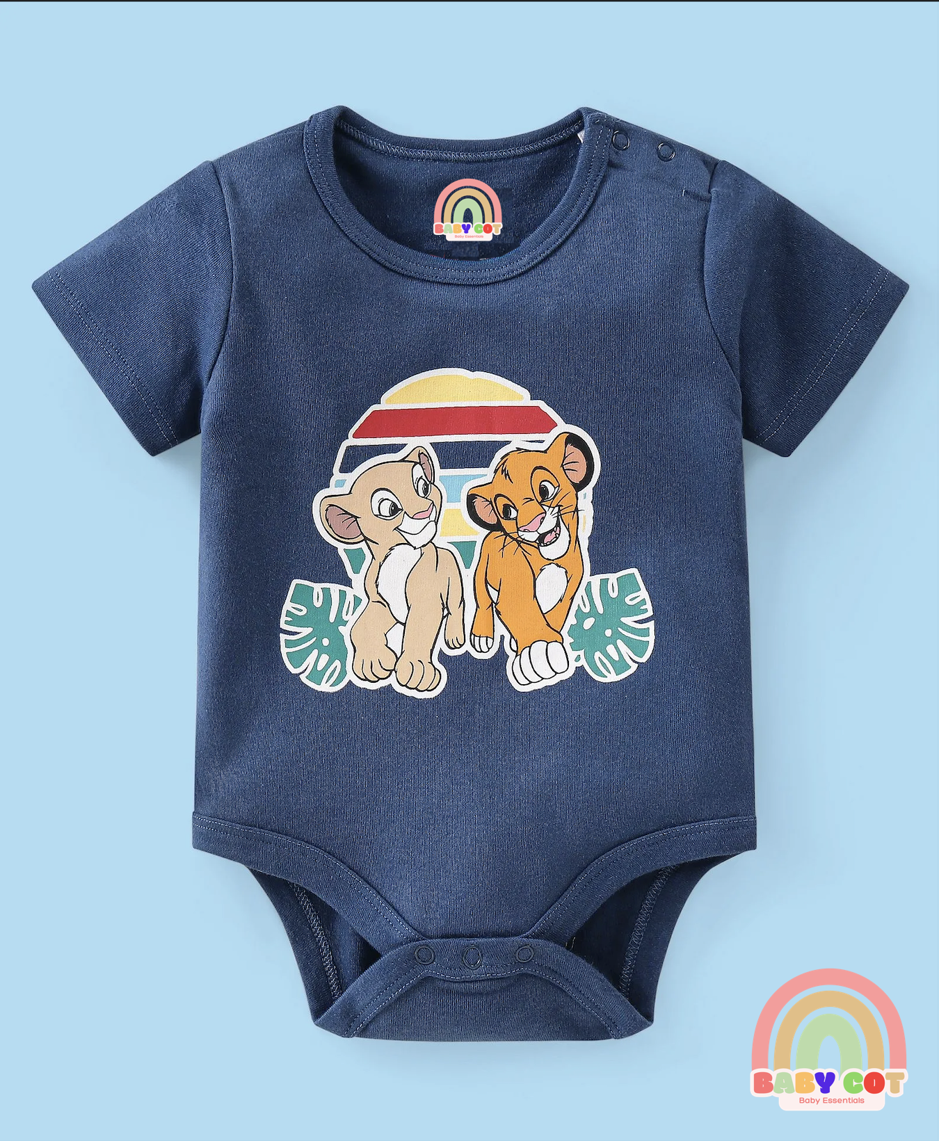 Interlock Half Sleeves Onesies With Lion King Graphics Pack of 3 - Multicolour