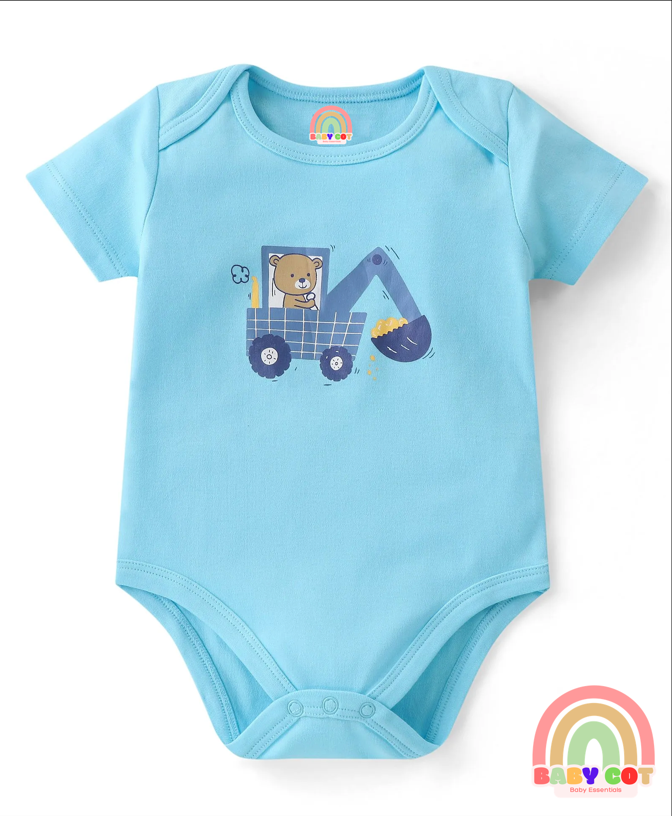 100% Cotton Knit Half Sleeves Onesies Bear Print Pack of 5 - Multicolour