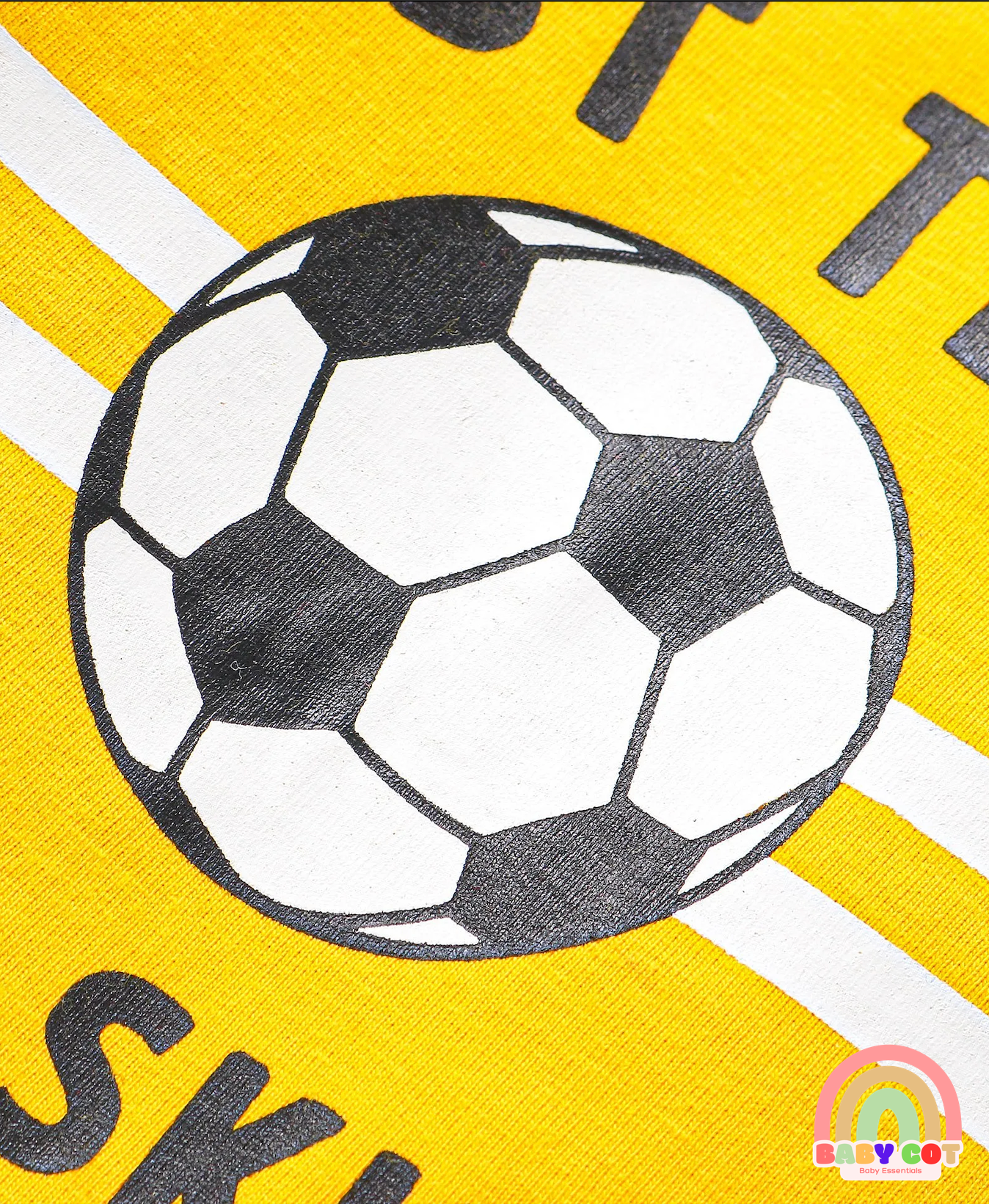 100% Cotton Half Sleeves T-Shirt and Shorts Football Print - Yellow