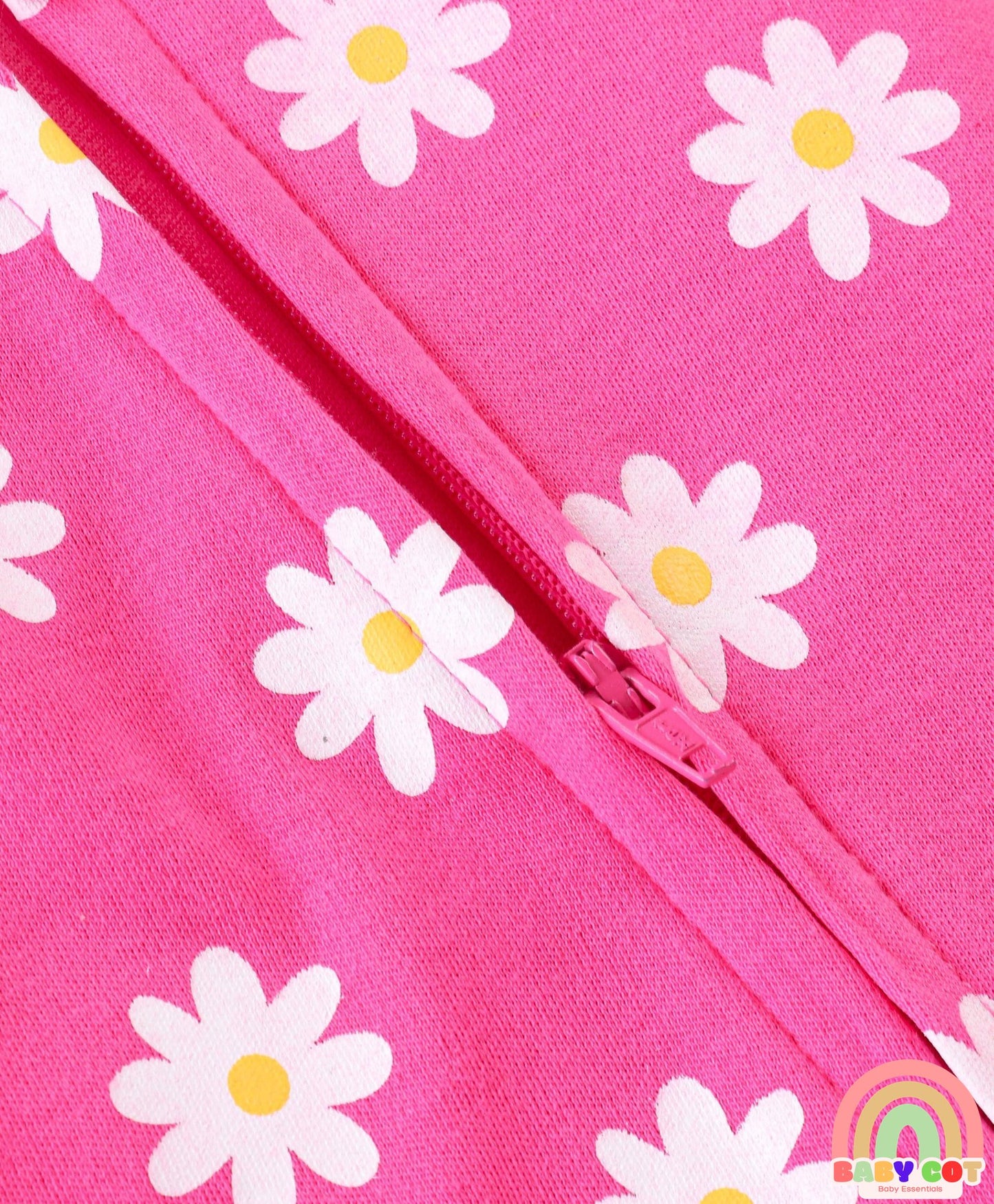 100% Cotton Knit Full Sleeves Floral Printed Romper Pack of 2 - Pink