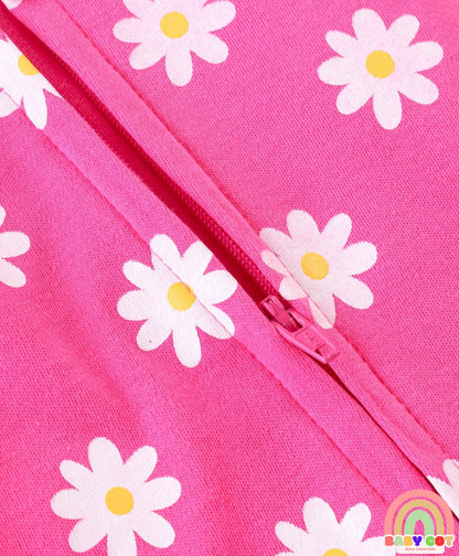 100% Cotton Knit Full Sleeves Floral Printed Romper Pack of 2 - Pink