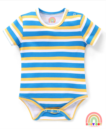 100% Cotton Knit Half Sleeves Onesies With Animal Print Pack of 3 - Multicolor
